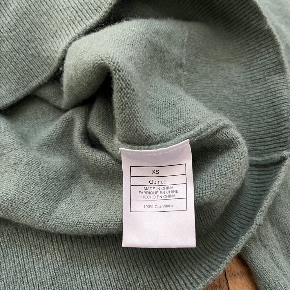 Quince Green Mock Neck Sweater Women's XS 100% Cashmere - Picture 3 of 8